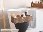 StorageWorks Round Paper Rope Toilet Tank Topper Basket, Wicker Basket for Bathroom, Brown, 2-Pack