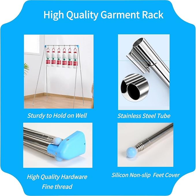 Lmaray Portable Travel Garment Rack, Stainless Steel Foldable Mini Drying Clothes Rack for Travel, Camping, Hotel Room, Laundry, Dance, Indoor, Outdoor (A-Regular Compact)