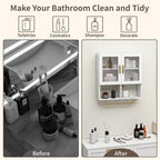 Wall Mounted Bathroom Storage Cabinet Medicine Cabinet with Acrylic Doors & Towel Bar Adjustable Shelves for Bathroom, Laundry Room, Bedroom, Enterway