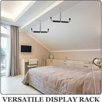 NUOBESTY Garage Ceiling Mounted Storage Rack with T-shaped Hooks, Metal Fishing Rod Holder and Bike Hanging Rack for Garage Organization and Overhead Storage, Silver