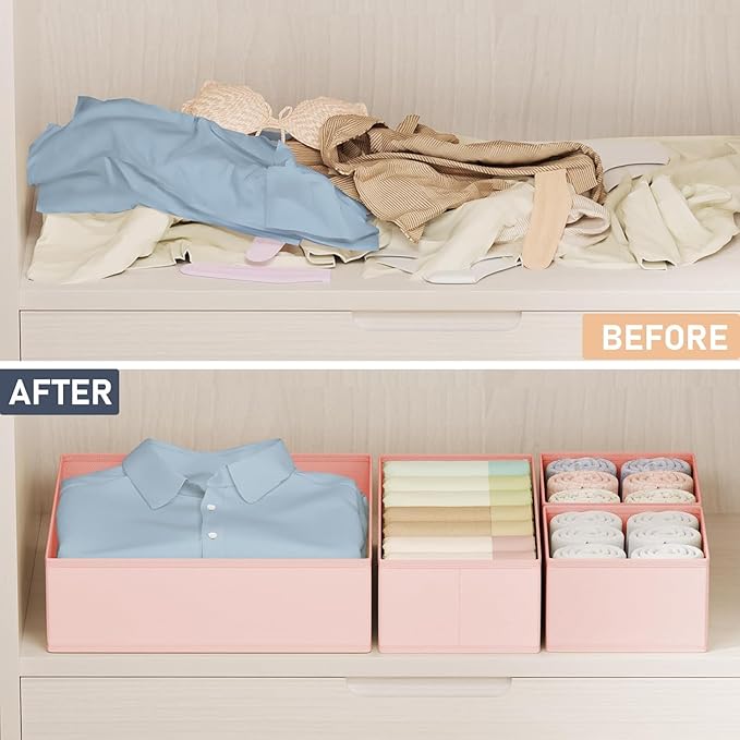 DIMJ Drawer Organizer Clothes Storage - 30 Pack Baby Dresser Organizer for Nursery, Small Fabric Closet Drawer Organizer Bins for Underwears Socks, Foldable Storage Dividers Organization for Bedroom