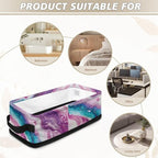 Small Storage Bins Multi-purpose Bathroom Organizer Basket Collapsible Toilet Paper Basket Space-saving Lightweight Fabric Home Storage Containers, Violet Teal Marble