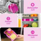 Bento Lunch Box for Kids, 6 Compartments BPA Free, Dishwasher Safe Back to School Snack Bento Lunch Containers Boxes, Ideal Portion Sizes for On-the-Go Meal, Ages 3+, School, Rose Red