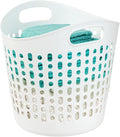 IRIS USA Laundry Basket Hamper, 40L Flexible Portable Plastic Dirty Clothes Bag with Ventilation Holes for Bedroom Bathroom Apartment Dorm Laundry Room Blankets Pillows Trinkets Organization, White