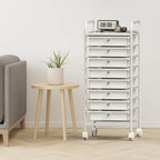 Simple Houseware Utility Cart with 8 Drawers Rolling Storage Art Craft Organizer, White