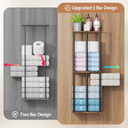 Towel Racks for Bathroom Wall Mounted, Upgraded Bathroom Towel Holder Bath Storage Rack for Rolled Towel, Small Towels, Folded Towels, Rustic Organizer Rack with Shelf