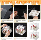 JCD 4Pack Clear Cupcake Boxes, 4 Count Cupcake Containers with Gift Ribbon,5.3inches height Plastic Cupcake Carrier Holder for Treat Dessert Cookies Muffins Pastry Baby Shower Party(4count/4pcs)
