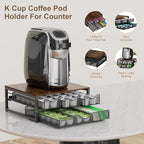 Coffee Pod Holder For Counter, 3 Pull-Out 72 K-Cup Holder Drawer, Wooden Cafe Pods Storage Organizer with Sliding Drawers for Coffee Station, Home, Kitchen, Office, Dorm (Antique Finish)