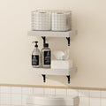 Furinno Tanna Floating Shelves for Wall Set of 2, 15-Inch Bathroom Wall Shelf, Wall Mounted Shelf, for Bathroom Organizers and Storage, Living Room, White Texture