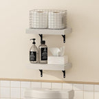 Furinno Tanna Floating Shelves for Wall Set of 2, 15-Inch Bathroom Wall Shelf, Wall Mounted Shelf, for Bathroom Organizers and Storage, Living Room, White Texture