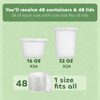 JoyServe Deli Food Storage Containers with Lids - (48 Sets) 24-32 Oz Quart Size & 24-16 Oz Pint Size Plastic Airtight Takeout Meal Prep Storage, BPA-Free, Dishwasher, Microwave Safe