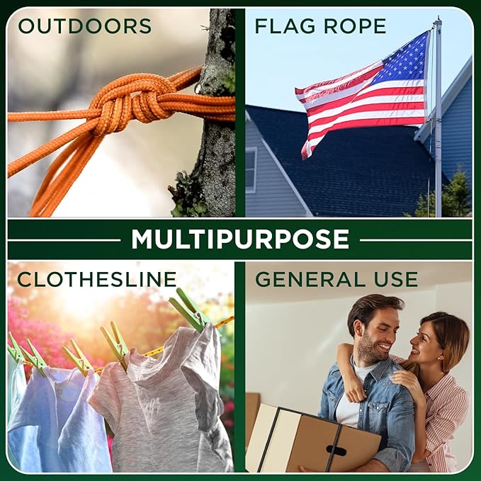 TECEUM Rope – 90 Feet x 3/8 Inch (10mm) – White – Strong All-Purpose Utility Rope – Camping, Crafting, Flag Pole, Indoor & Outdoor – Polypropylene Nylon Poly Lightweight Diamond Braided Cord