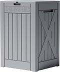 Greesum 52 Gallon Large Outdoor Package Delivery Box for Porch, Lockable Secure Double-Wall Resin Storage Bin, Waterproof Deck Container for Package Protection, Gray