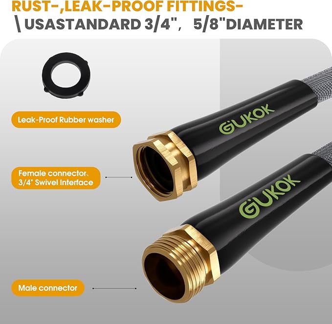 Garden Hose 75 FT, Non-Expanding Water Hose, Ultra-Light & Flexible, Burst-Resistant, Kink-Free, High-Pressure Garden Hose All-Weather Use for Lawns, Gardens, and Outdoor Cleaning