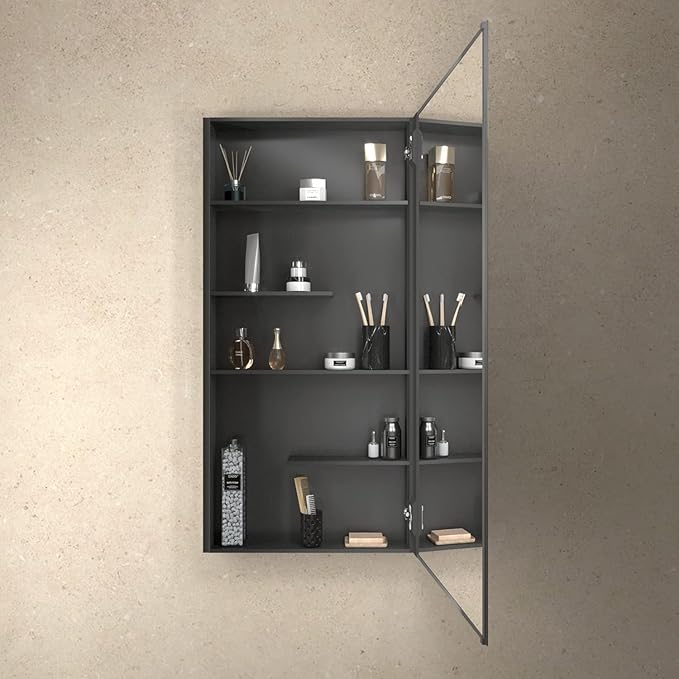 Kohler 81148-DA1 Maxstow Frameless Surface-Mount Bathroom Medicine Cabinet with Mirror, 20 in. W x 40 in. H, Dark Anodized Aluminum