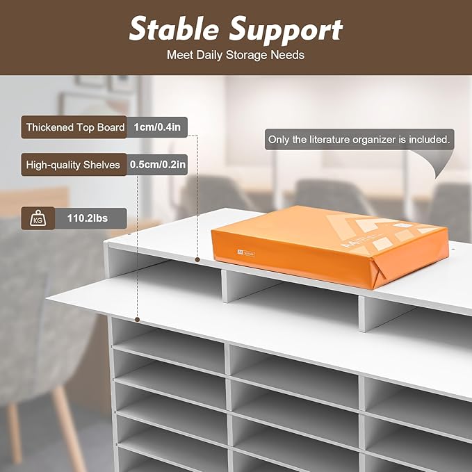 27 Compartments Literature Organizers Office Mailbox with Adjustable Shelves+Gloves, Paper Storage Cabinet for Office, Home, Classroom, Mailrooms Organization