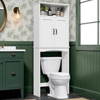 Over The Toilet Storage Cabinet, Over The Toilet Cabinet Bathroom with Adjustable Shelf and Double Door, Over The Toilet Storage for Bathroom Over The Toilet Organizer, White