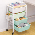 Rolling Cart with Drawers, Rolling Storage Cart with Large Plastic Drawers & Wooden Tabletop, Utility Cart with Pegboards & Basket, Storage Drawers Cart for Living Room, Classroom, Bedroom, Office