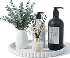 Silicone Bathroom Vanity Tray, Modern Round Decorative Tray for Countertop, Waterproof & Unbreakable Cosmetic Perfume Organizer, Extra-Thick & Sturdy, Easy to Clean Candle Tray (White, 10 inch)
