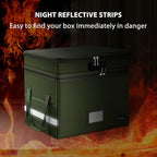 DocSafe File Box with Lock,Multi-Layer Fireproof Document Box Collapsible File Storage Organizer with Pockets/Handle,Portable Home Office Filing Cabinet for Hanging Letter/Legal Size Folders,Green