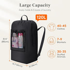 Lifewit Laundry Bag, Extra Large Laundry Backpack with Shoulder Straps and Mesh Pocket for Laundromat, Heavy Duty Laundry Bag Backpack for Dirty Clothes for College Dorm/Travel/Apartment, 120L, Black