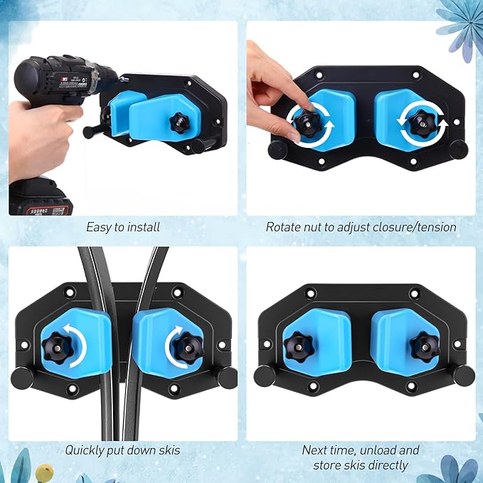 Soulchen 2 Pcs Ski & Snowboard Wall Rack for Garage, Ski Storage Rack, Snowboard Storage, Winter Gear Organizer for Garage, Winter Gear Organizer(Black Blue)