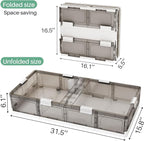 Kitstorack Plastic Under Bed Storage Containers,2 Pack Underbed Storage with Wheels,Foldable and Stackable Under Bed Organizer,Moisture and Dust-proof Storage Boxes for Clothes Shoes,13.6 Gal