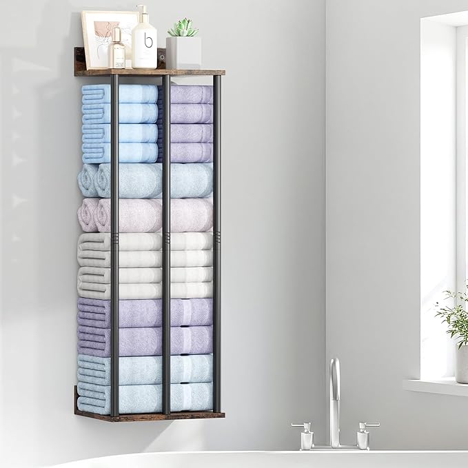 Large Towel Racks for Bathroom Wall Mounted, Updated 3 Bar Bath Towel Holder for Bathroom Wall, 34'' Bath Towel Rack for Bathrooms, Metal Small Bathrooms Towel Storage Rack, RV Towels Rack, Rustic