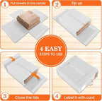 WOWBOX Sheet Organizers and Storage,Closet Bed Sheet Organizer Under Bed Storage and Organization with Label Cards & Clear Window for Bedding Sheets,Duvet Covers,Blankets (6 Pack，White)