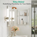 TokeShimi 14 x 18 Recessed Medicine Cabinet with Mirror, Assembly Required, Silver Medicine Cabinet for Bathroom, Tempered Beveled Mirror, Stepless Adjustable Shelves, DTC Hinge