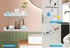 White Folding Wall Shelf | Wall Mounted Bathroom Floating Metal Shelf | 90° Fold Up | Space-Saving Floating Shelf for Laundry Room, Toilet Room, RV, Sink (2-Pack, White)