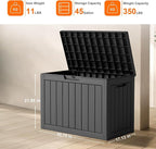 Vixzen 45 Gallon Waterproof Resin Deck Box, UV Resistant Outdoor Storage for Garden, Patio, Porch, Delivery, Black