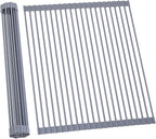 Ohuhu Sink Drying Rack, 20.5" W x 16.1" L Over The Sink Roll-Up Dish Drainer - Rolling Foldable Accessories Heat-Resistant Mat Anti-Slip Silicone Coated Multipurpose for Kitchen Counter