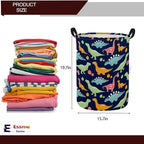 ESSME Dinosaur Laundry Basket Storage Bin large Collapsible Canvas Waterproof Coating Nursery hamper for Toy Bins,Baby hamper,Boys and Girls,Home Organizer.(Navy Blue dinosaur)