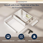 Keonjinn Small Medicine Cabinet Mirror 14" x 18", Assembly Needed, White Bathroom Medicine Cabinet with Mirror, Beveled Framed, Stepless Adjustable Shelf, One Shelf Only, Wall-Mounted or Recessed