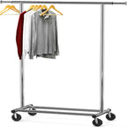 Simple Houseware Heavy Duty Clothing Garment Rack, Holds Up to 150 lbs, 42 to 67 Inches Extendable Rod, Chrome