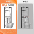 Over-The-Toilet Storage Rack, 4-Tier Bathroom Organizer Shelf Over Toilet with Adjustable Shelf and Basket, Freestanding Space Saver Bathroom Shelves Above Toilet for Room (Pure Black)
