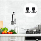 Cabilock 4pcs Rotatable Multi-Purpose Kitchen Utensil Hooks, 360° Folding No-Trace Adhesive Hooks, Black Hanging Soup Ladle and Spatula Storage Holder for Kitchen Organization
