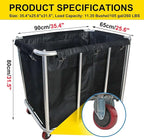 Laundry Cart Commercial,11.35 Bushel (105 Gal) Large Industrial Rolling Laundry Hamper with 4 Inch Wheels,Home Heavy Duty Laundry Baskets with Stainless Steel Frame, 260 LBS Weight Capacity (Black)