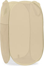 Handy Laundry Collapsible Mesh Pop Up Laundry Hamper with Side Pocket, Breathable & Space-Saving Foldable Basket for Clothes, Toys, Travel, Storage, 14 x 13 x 24 in, Beige