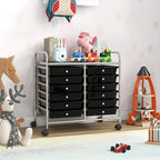 GOFLAME 12-Drawer Rolling Storage Cart, Multifunctional Art Craft Organizer Cart, Mobile Utility Storage Cart with Removable Drawers & Lockable Wheels, Craft Cart for Home Office School, Black