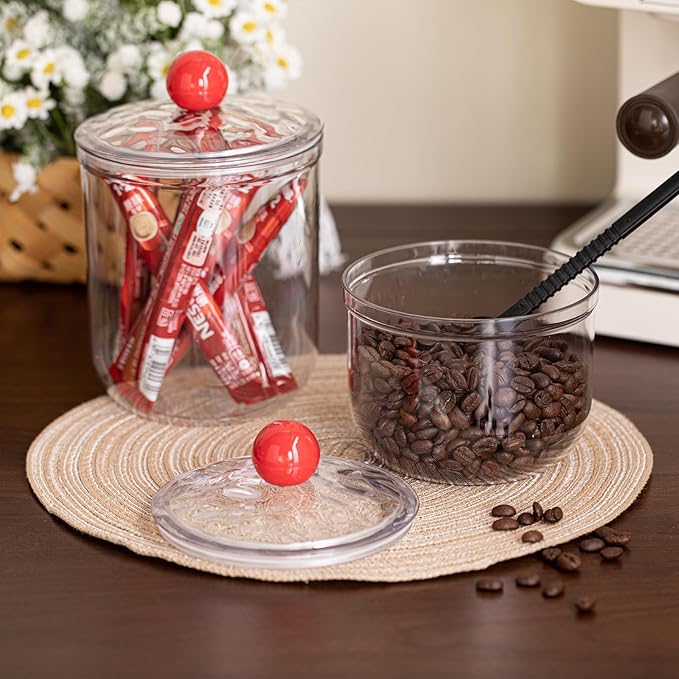 87oz Clear Candy Jar with Lid for Office Desk, Plastic Cookie Storage Jar for Kitchen Counter,2600ml
