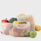 2pcs Reusable Cotton Mesh Produce Bags - Drawstring Closure for Fruits & Vegetables - Eco - Friendly & Durable(2 pcs mesh bag)