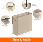 Lifewit Triple Laundry Hamper with Lid and Removable Laundry Bags, Large Collapsible 3 Dividers Dirty Clothes Basket with Handles for Bedroom Laundry Room Closet Bathroom College, 185L Beige