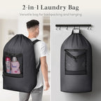 Lifewit Laundry Bag, Extra Large Laundry Backpack with Shoulder Straps and Mesh Pocket for Laundromat, Heavy Duty Laundry Bag Backpack for Dirty Clothes for College Dorm/Travel/Apartment, 90L, Gray