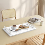 Guest Towel Holder Tray for Bathroom,Marble Bathroom Tray with Handles - Napkin Holder for Bathroom & Kitchen -Decorative Tray for Living Room & Cosmetic(Silver,Large)