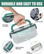 Buddew Electric Lunch Box for Adults, 80W Heated Lunch Box with Dual 1.5L Stainless Steel Portable Food Warmer,12/24/110V Lonchera Electrica Portatil for Travel&Work, Loncheras para Hombres de Trabajo