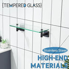 KOKOSIRI Wall Shelves Bathroom Hardware Glass Floating Shelf Small Hanging Rack Storage/Room Decor 12-Inch Oil Rubbed Bronze 2 Pack B1105ORB-L12-P2