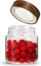 Glass Coffee Jars Spice Jar Round Storage Canister with Wooden Lid Clear Glass Food Jar for Pantry Sugar Tea Coffee Bean Spice Nuts Cookies Bath Salts (500ml/16oz-1pack)