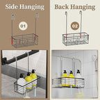 DELLAN Hanging Shower Rack, Shower Organizer Hanging for Bathroom, Shower Rack with Hooks Over the Door, Bathroom Shower Caddy and Basket(Black)